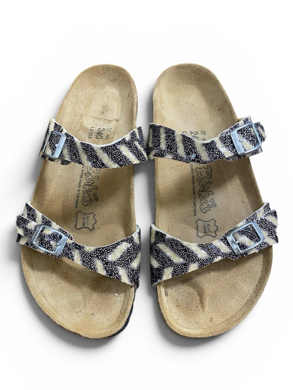 Birkenstock Birki’s Zebra Print Studded Double Buckle Sandals Size 6